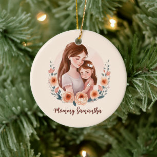 Mamma och dotter med Ro Julgransprydnad Keramik