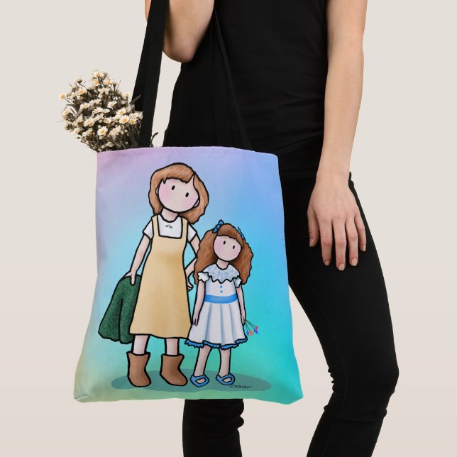 Mamma och dotter tygkasse (Närbild)