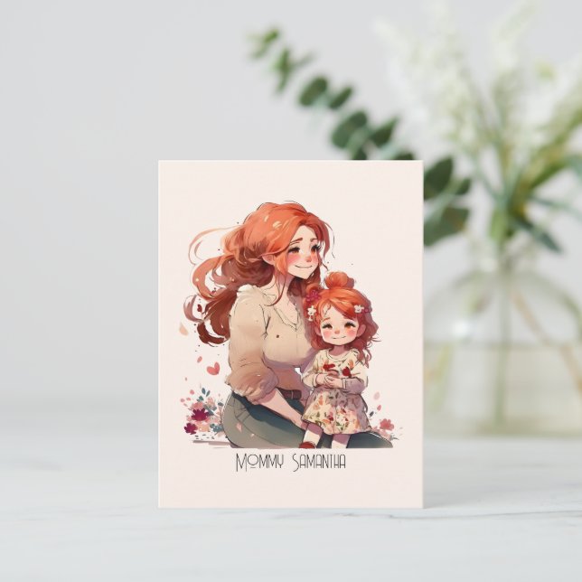 Mamma och dotterbond (13) vykort (Stående Fram)