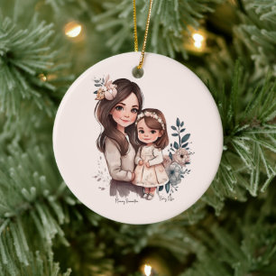Mamma och dotterbond (3) julgransprydnad keramik