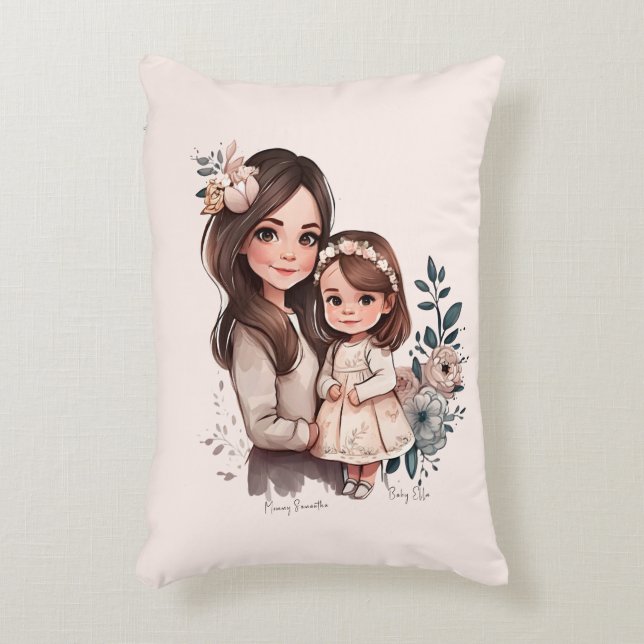Mamma och dotterbond (3) prydnadskudde (Framsidan(Vertikal))