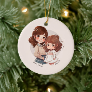 Mamma och dotterbond (4) julgransprydnad keramik