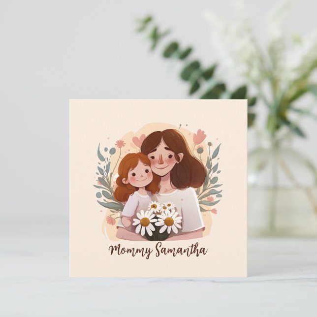 Mamma och dotterbond - Blommigt Ram (2) (Stående Fram)
