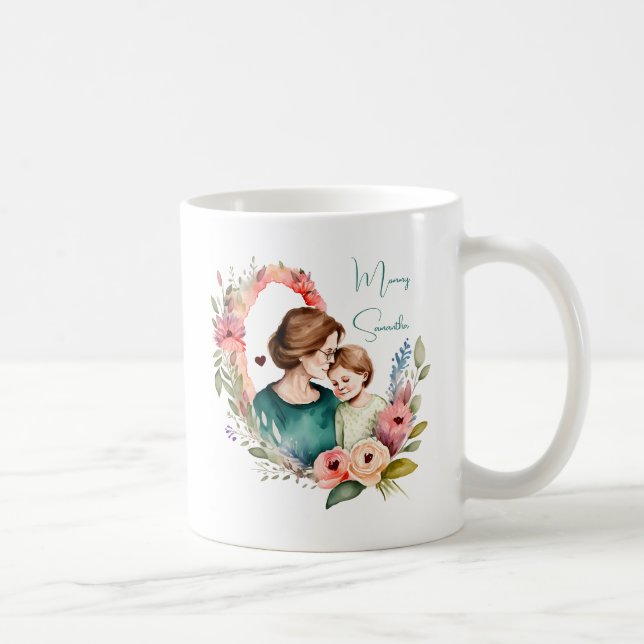 Mamma och dotterbond - Blommigt Ram (4) Kaffemugg (Höger)