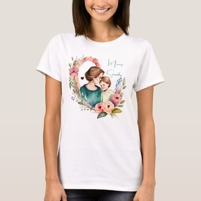 Mamma och dotterbond - Blommigt Ram (4) T Shirt (Framsida)