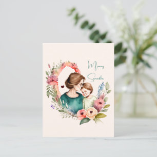 Mamma och dotterbond - Blommigt Ram (4) Vykort