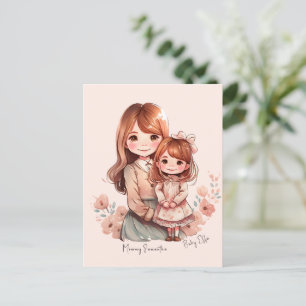 Mamma och dotterbond vykort