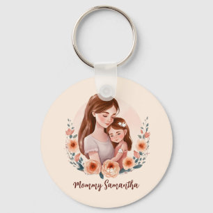 Mamma och dotterobligationer - Blommigt Ram Nyckelring