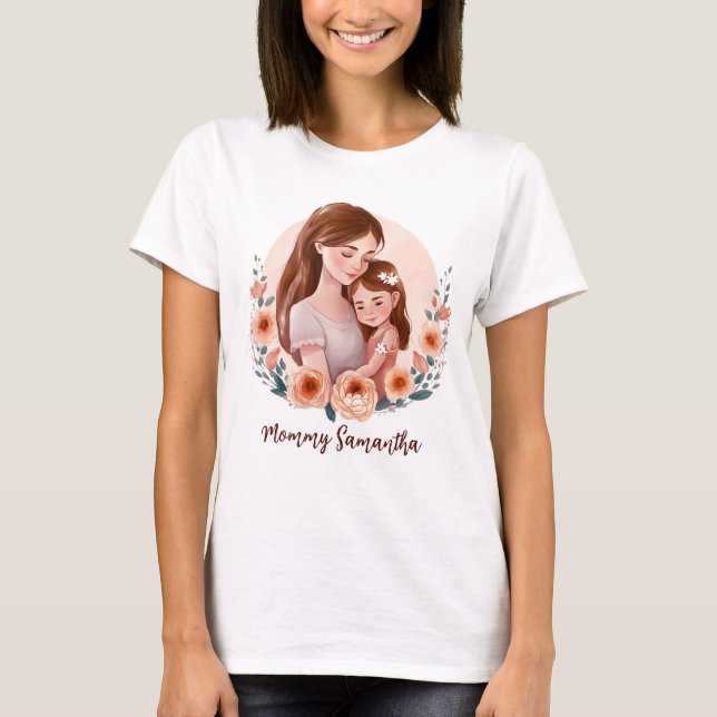 Mamma och dotterobligationer - Blommigt Ram T Shirt (Framsida)