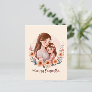 Mamma och dotterobligationer - Blommigt Ram Vykort
