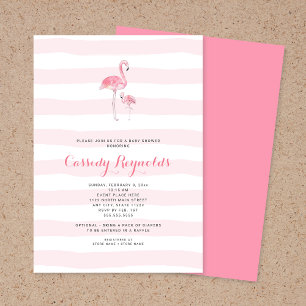 Mamma och flicka Flamingo Baby Shower Inbjudningar