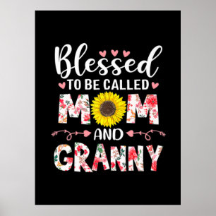 Mamma och Granny Blommigt Birth Poster