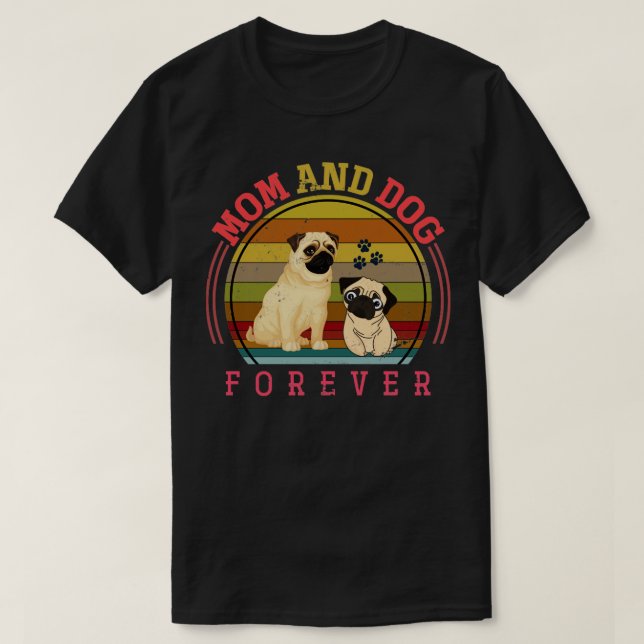 Mamma och Hund för Dow Owner Pug T Shirt (Design framsida)