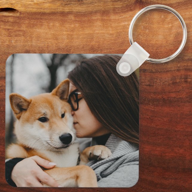 Mamma och hund foto nyckelring (Baksida)