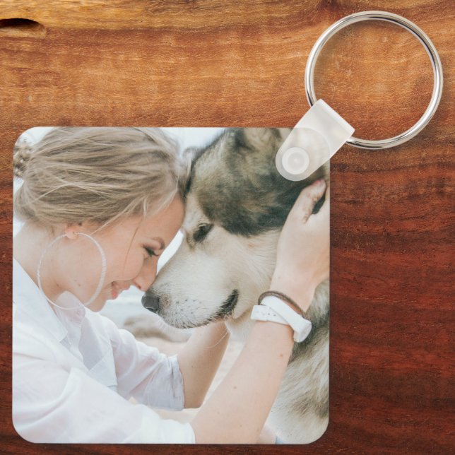 Mamma och hund foto nyckelring (Baksida)