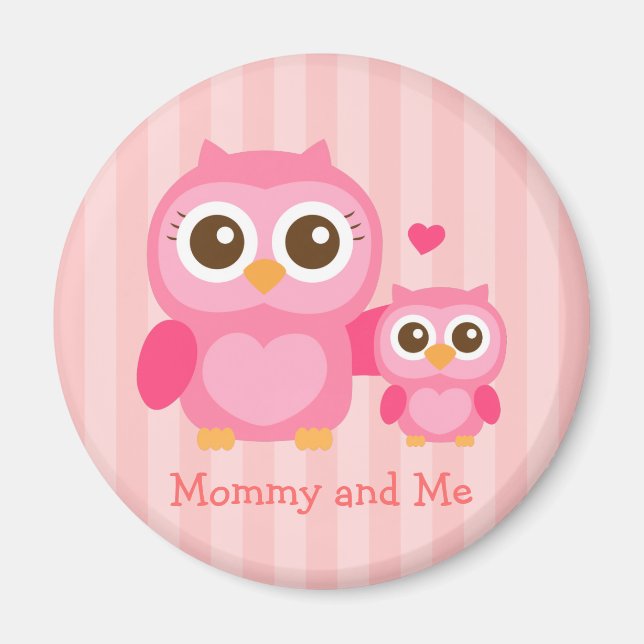 Mamma och jag, Cute Baby Uggla, Rosa Magnet (Framsidan)