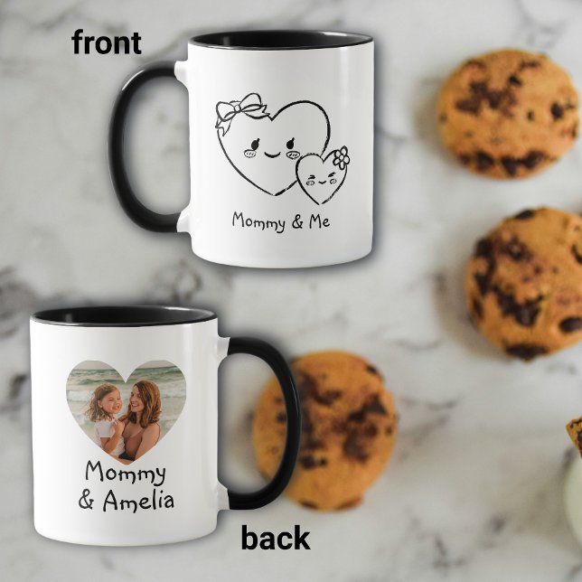 Mamma Och Jag Hjärtan Handritad Foto Kaffe Mugg (Skapare uppladdad)