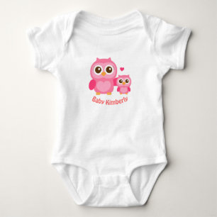 Mamma och jag, söt liten uggla, rosa tee