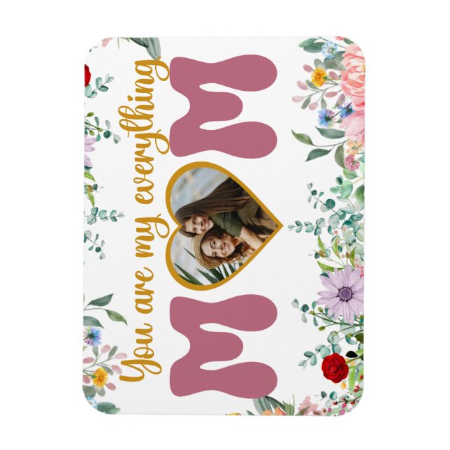 Mamma och kärlek blommigt Mors dag Magnet (Vertikal)