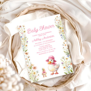 Mamma och Little Gosling Girl Baby Shower Inbjudningar