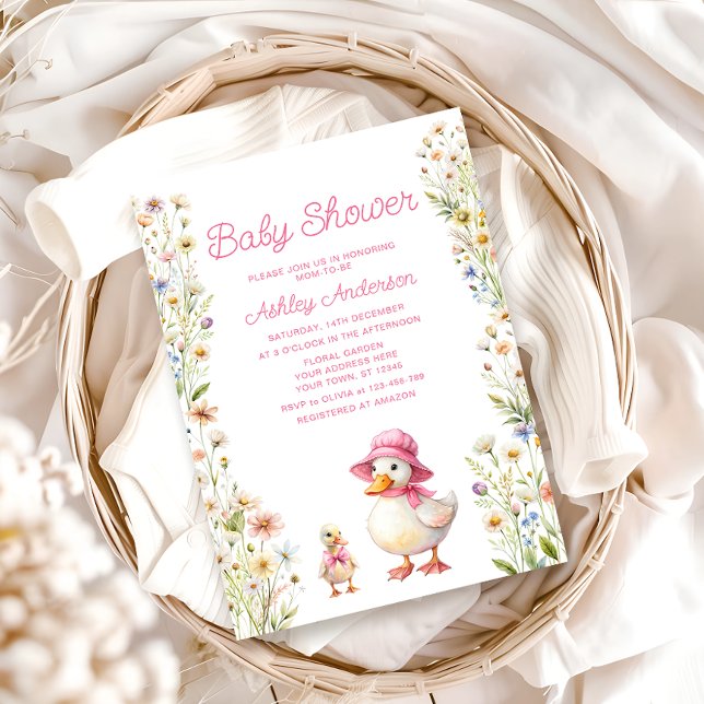 Mamma och Little Gosling Girl Baby Shower Inbjudningar (Skapare uppladdad)