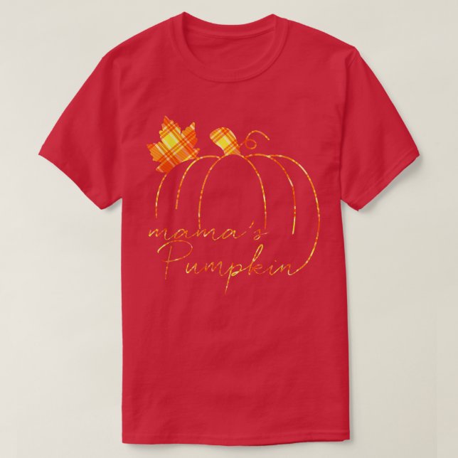 Mamma och Mamma Pumpkin Buffalo plaid Fall Thanksg T Shirt (Design framsida)