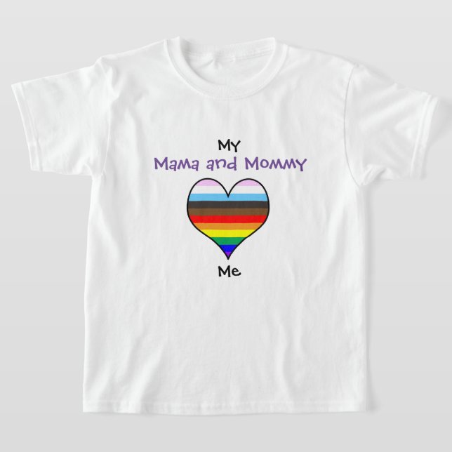 Mamma och Mamma Rainbow Heart T- Shirt T (Laydown)