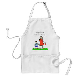 Mamma och Me Apron (Brunette-Customized Namn) Förkläde