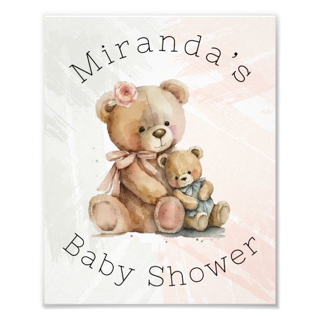 Mamma och Me Nalle Baby Shower Fototryck (Framsidan)