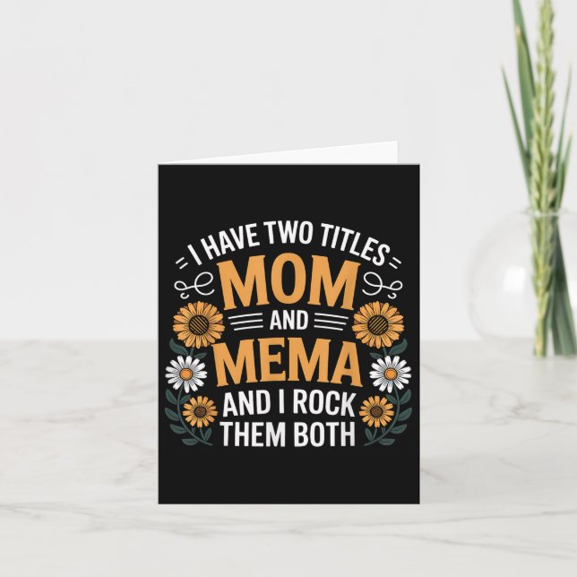 Mamma och Mema Blommigt Mors dag Gift Kort (Framsida)