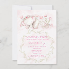 Mamma och mig Elephant Pastel Girl Baby Shower Inbjudningar