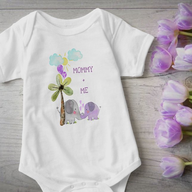 Mamma och mig | Lilac Mamma och Baby Elephant T Shirt (Skapare uppladdad)
