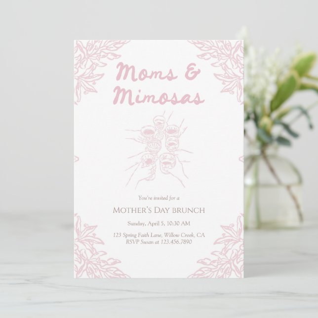 Mamma och Mimosas Morsdagsbrunch Inbjudningar (Stående Fram)