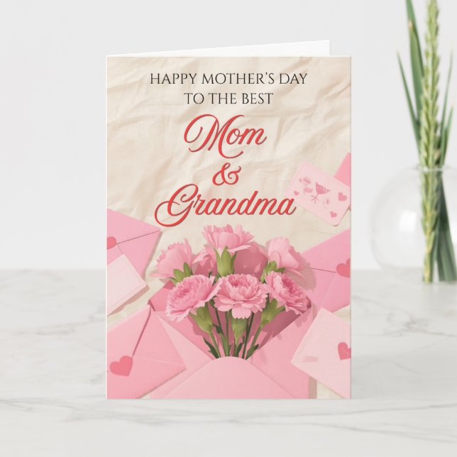 Mamma och mormor mors dag blommor kort (Framsida)