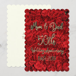 Mamma och Pappa 50-års bröllopsdag röda rosor Inbjudningar