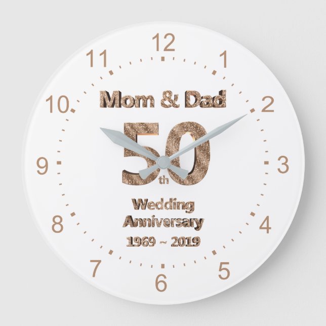 Mamma och Pappa 50:e Bröllop-årsdagen 2019 Stor Klocka (Framsida)