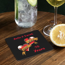 Mamma och Pappa-årsdagen Party Underlägg Papper Kvadrat