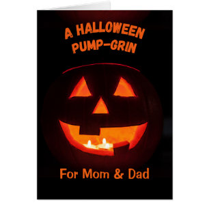 Mamma och Pappa Halloween Cute Jack o'Lantern Hälsningskort