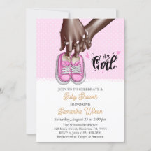 Mamma och Pappa Holding Rosa Girl Girl Shower Baby
