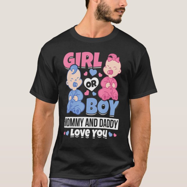 Mamma och pappa Kärlek du Baby Gender B T Shirt (Framsida)