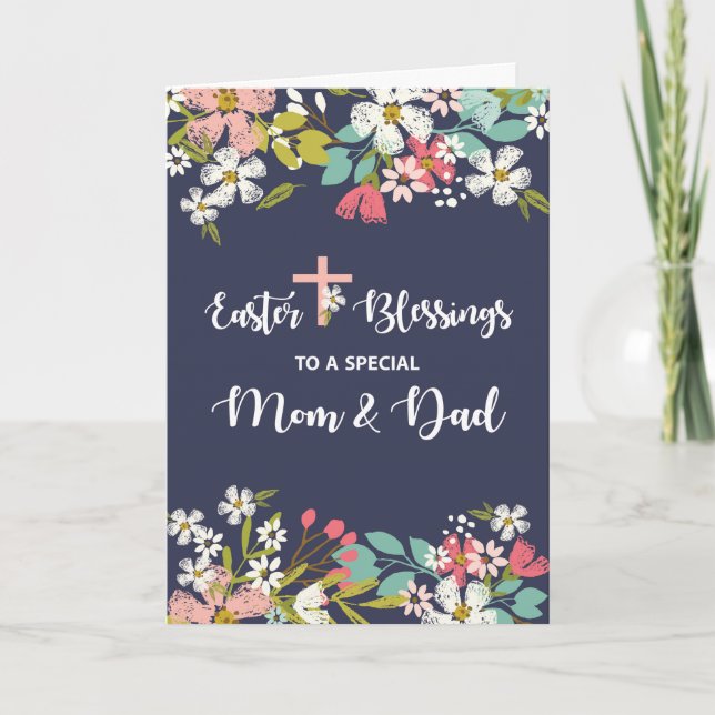 Mamma och Pappa Påsk Blesings of Risen Kristus Kort (Framsida)