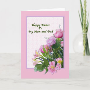 Mamma- och pappa påskkort med vår blommor helgkort
