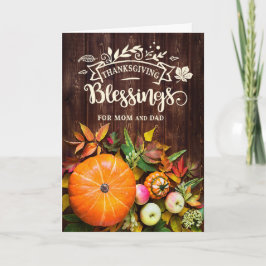 Mamma och Pappa Thanksgiving Blessings Pumpkins Helgkort