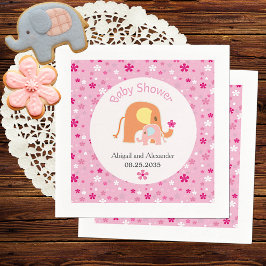 Mamma och rosa elefant Baby Shower Servett
