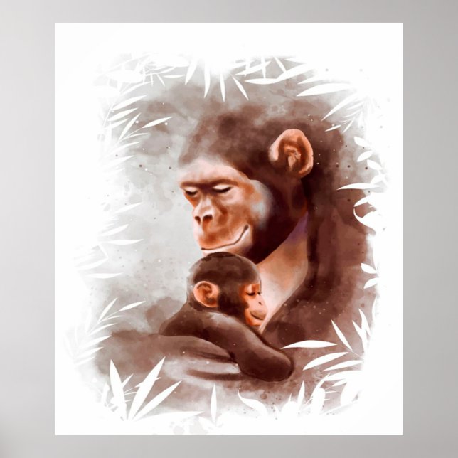 Mamma och Son, apelfärg, familjefärg för apa Poster (Framsidan)