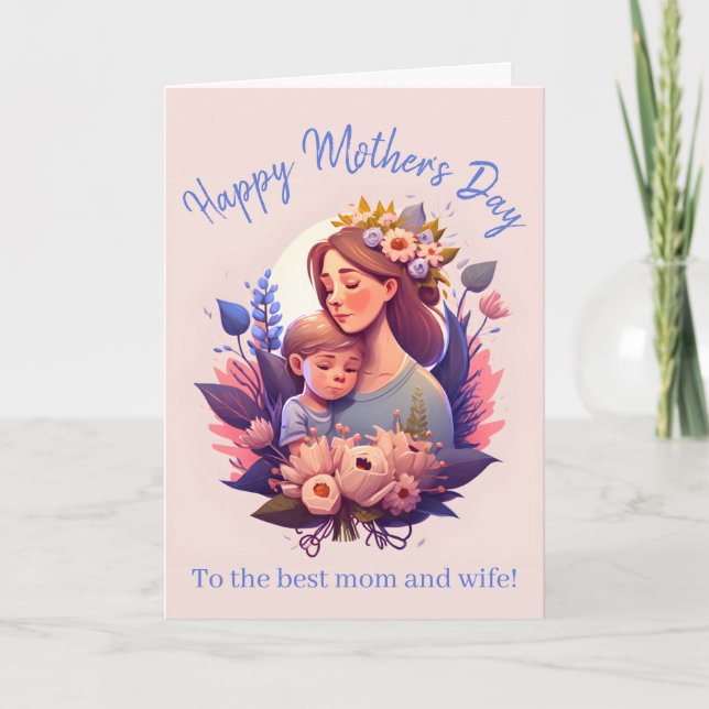 Mamma och son Glad mors dag Kort (Framsida)