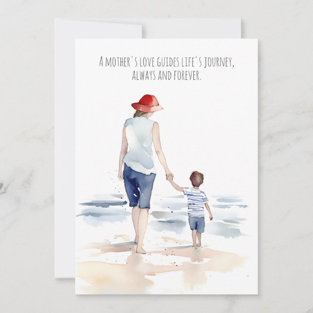 Mamma och son på stranden | MORS DAG Kort (Framsida)