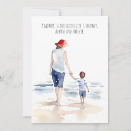Mamma och son på stranden | MORS DAG Kort