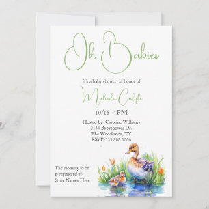 Mamma- och Twin Ducklings Baby Shower Inbjudningar