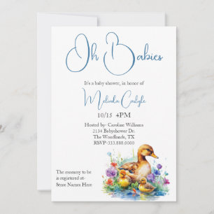 Mamma- och Twin Ducklings Baby Shower Inbjudningar